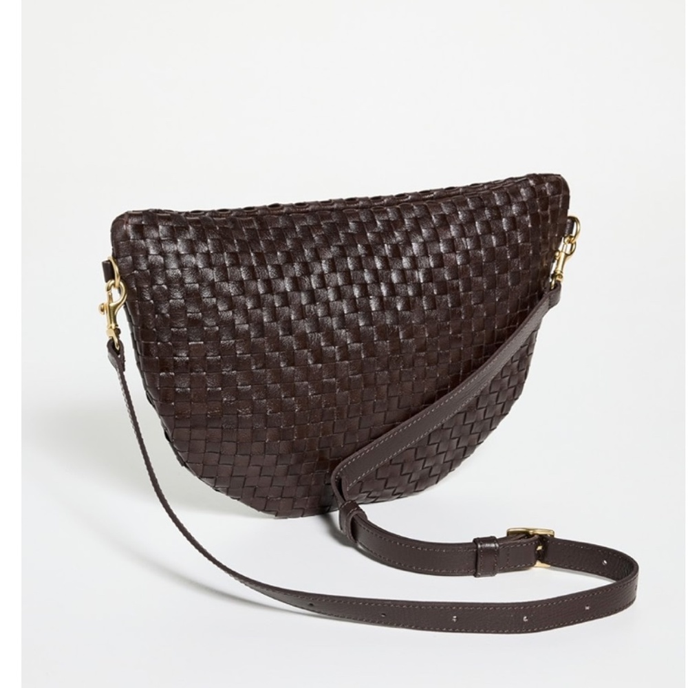 Clare V Woven Leather Crossbody Bag in Dark Brown with Gold Hardware Kalamata - Picture 3 of 16